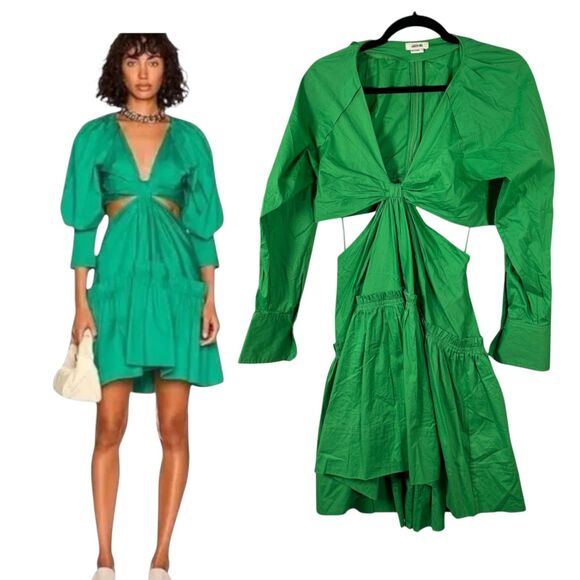 Jason Wu Poplin Cut Out Mini Dress Kelly Green Size Small - Picture 1 of 6